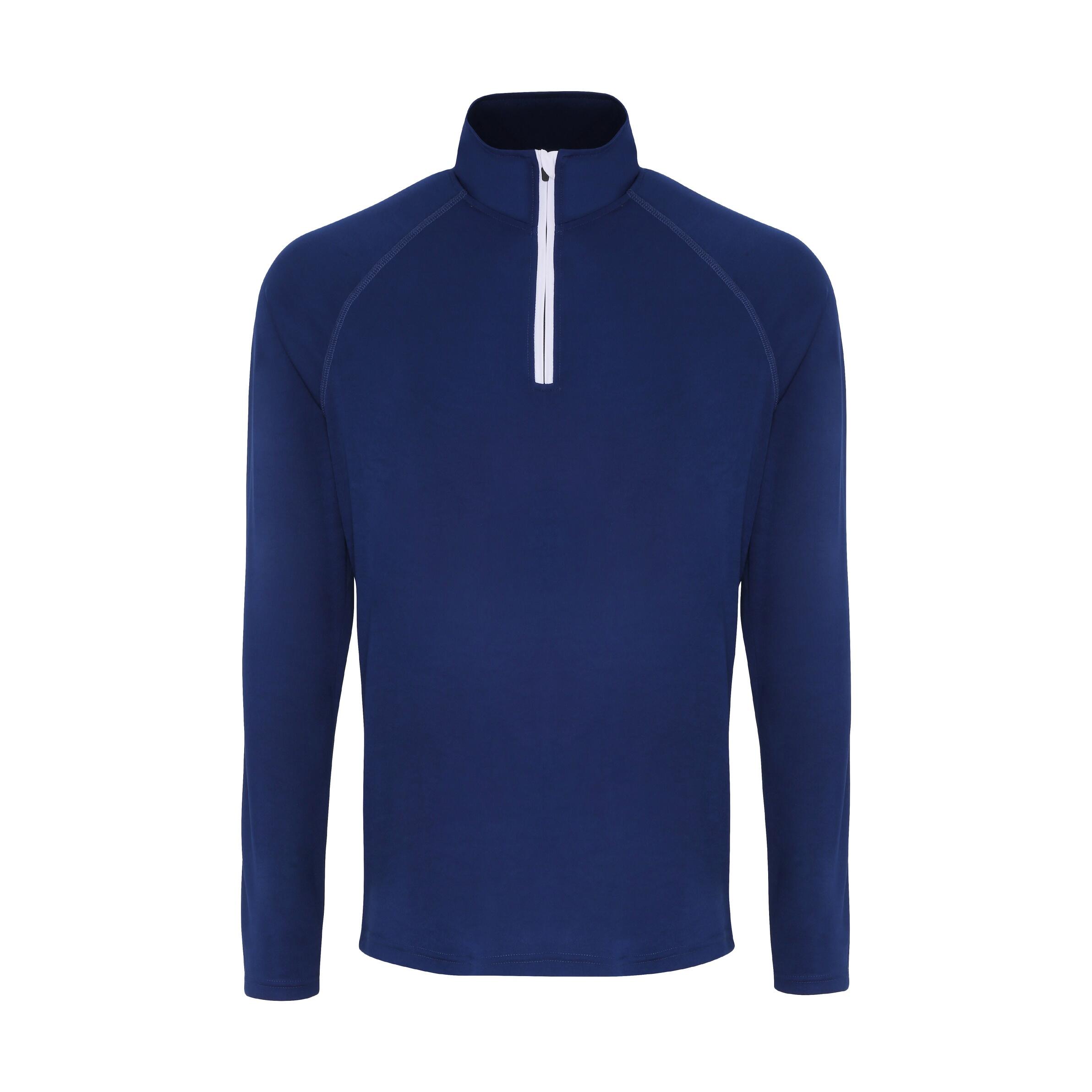 Mens Long Sleeve Performance Quarter Zip Top (Navy/White) 1/3