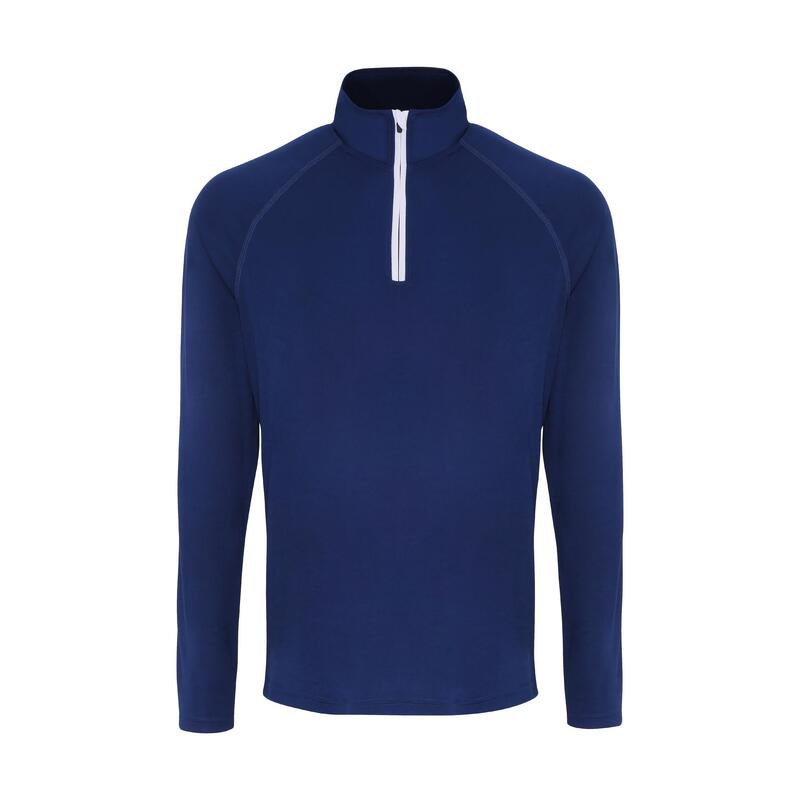 Langarm Performance Quarter Zip Top Herren Marineblau/Weiß