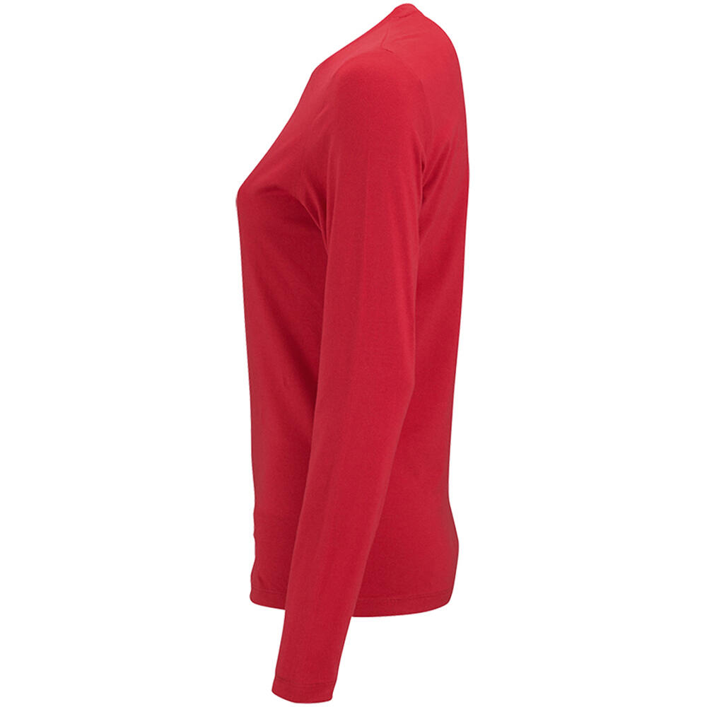 Womens/Ladies Imperial Long Sleeve TShirt (Red) 3/4