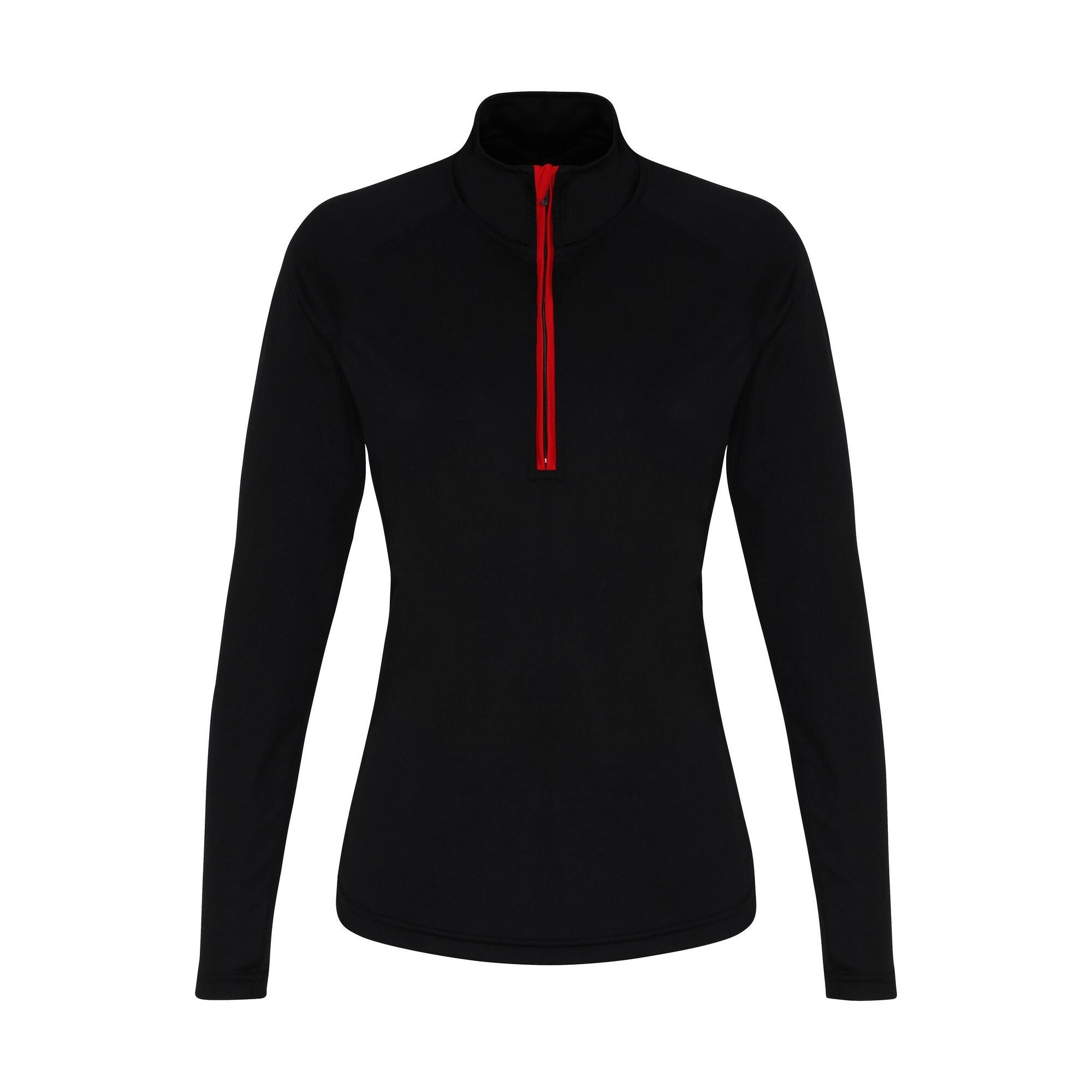 TRIDRI Maglietta Sportiva A Maniche Lunghe Donna TriDri Nero/Rosso