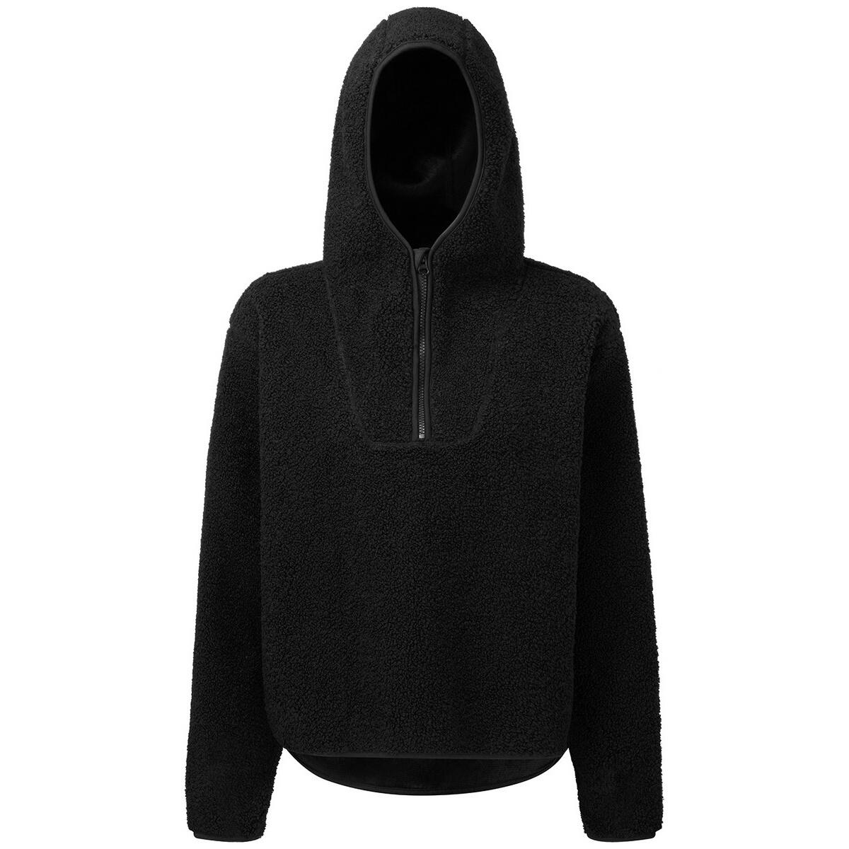 TRIDRI Womens/Ladies Sherpa Fleece Quarter Zip Hoodie (Black)