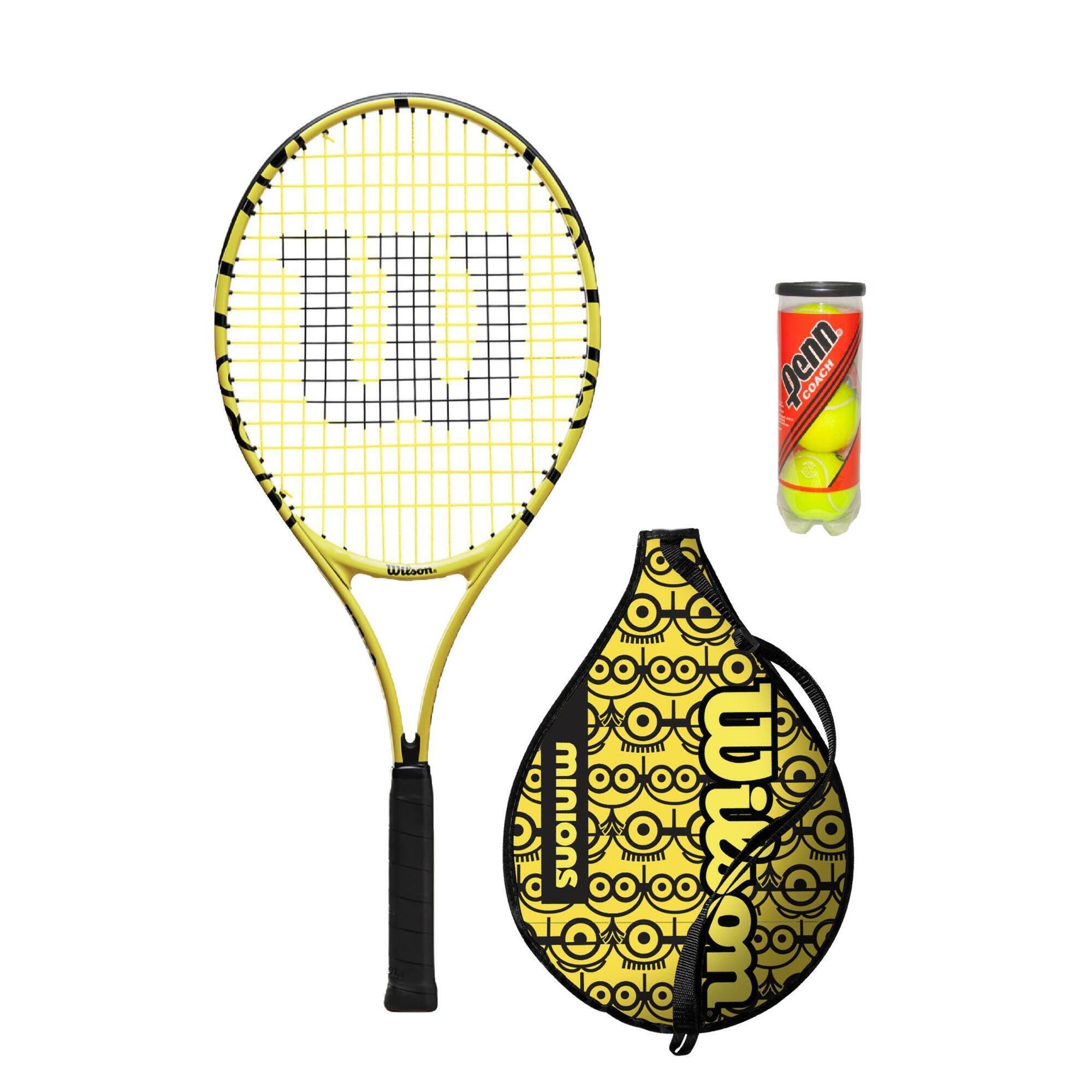 WILSON Wilson x Minions 25" Junior Tennis Racket inc Protective Cover & Tennis Balls