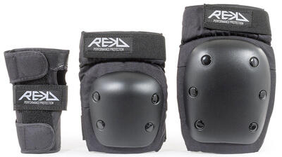 Heavy duty knie / elleboog / pols protector pack zwart-l