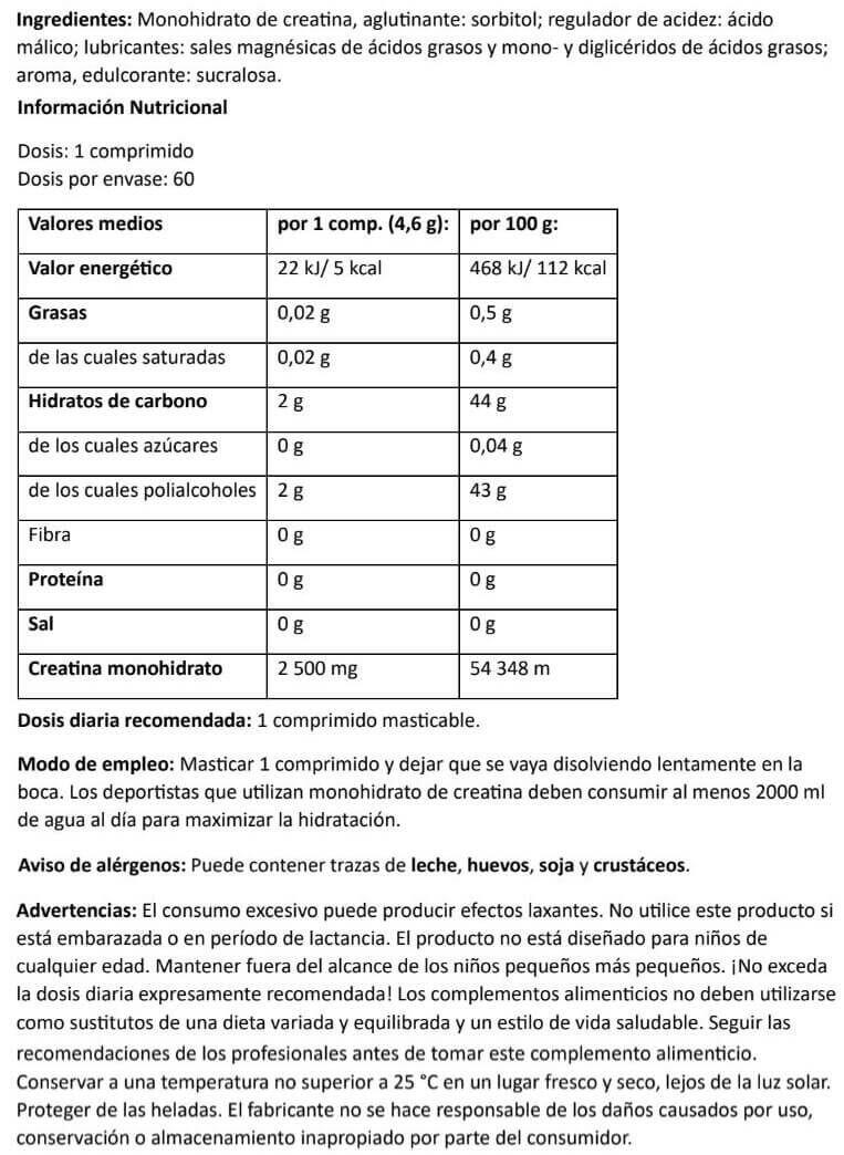 Creatina Masticable 2500mg - 60 Tabletas Mixtos Amix Nutrition 3/4