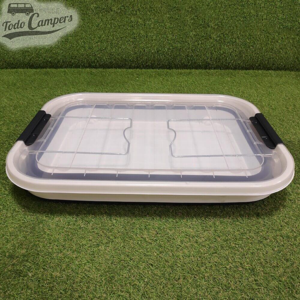 Caja plegable con tapa y ruedas 65 litros negro 3/7