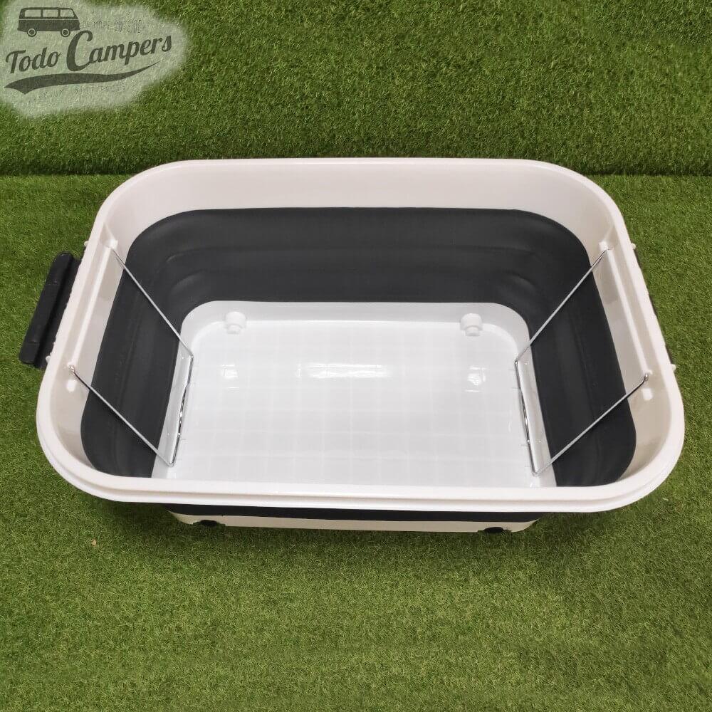 Caja plegable con tapa y ruedas 65 litros negro 6/7