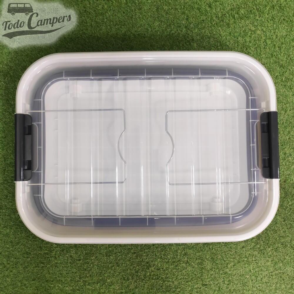 Caja plegable con tapa y ruedas 65 litros negro 5/7