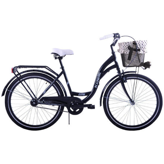 (K14) Rower miejski damski Kozbike 28 czarny 1s z koszem i wkładką