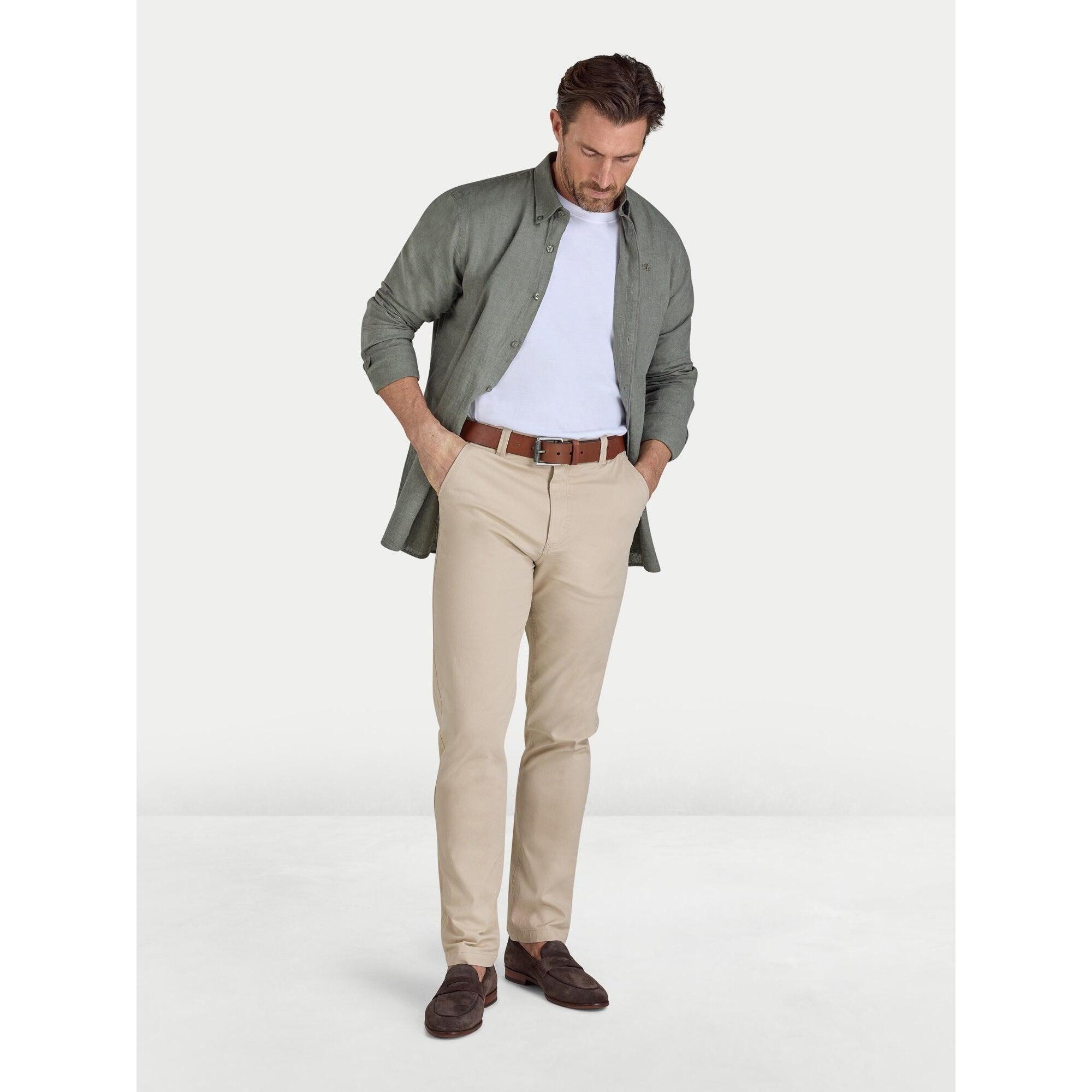 "Classic" Hemd für Langärmlig Herren Oliv 3/4