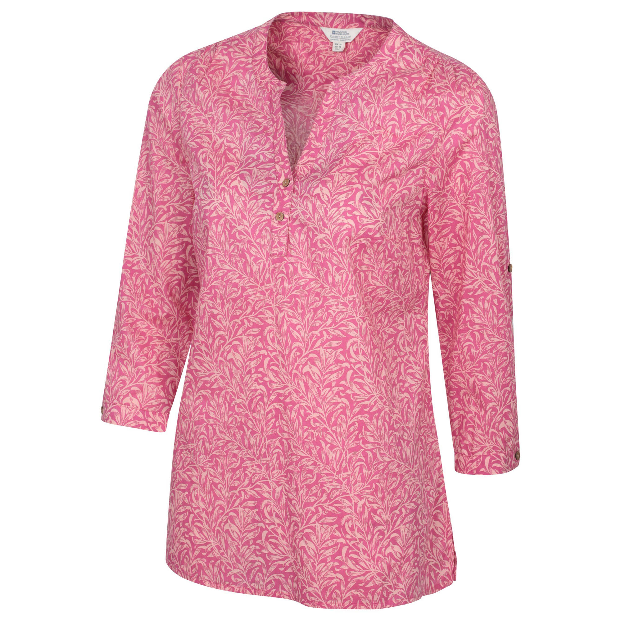 "Petra" Hemd für 34 Ärmel Damen Leuchtend Rosa 3/3
