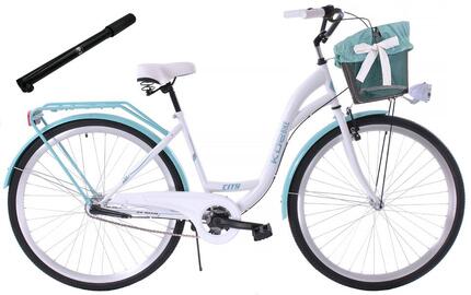 Rower miejski 28 Kozbike (K21) 3S biało-morski z koszem i wkładką