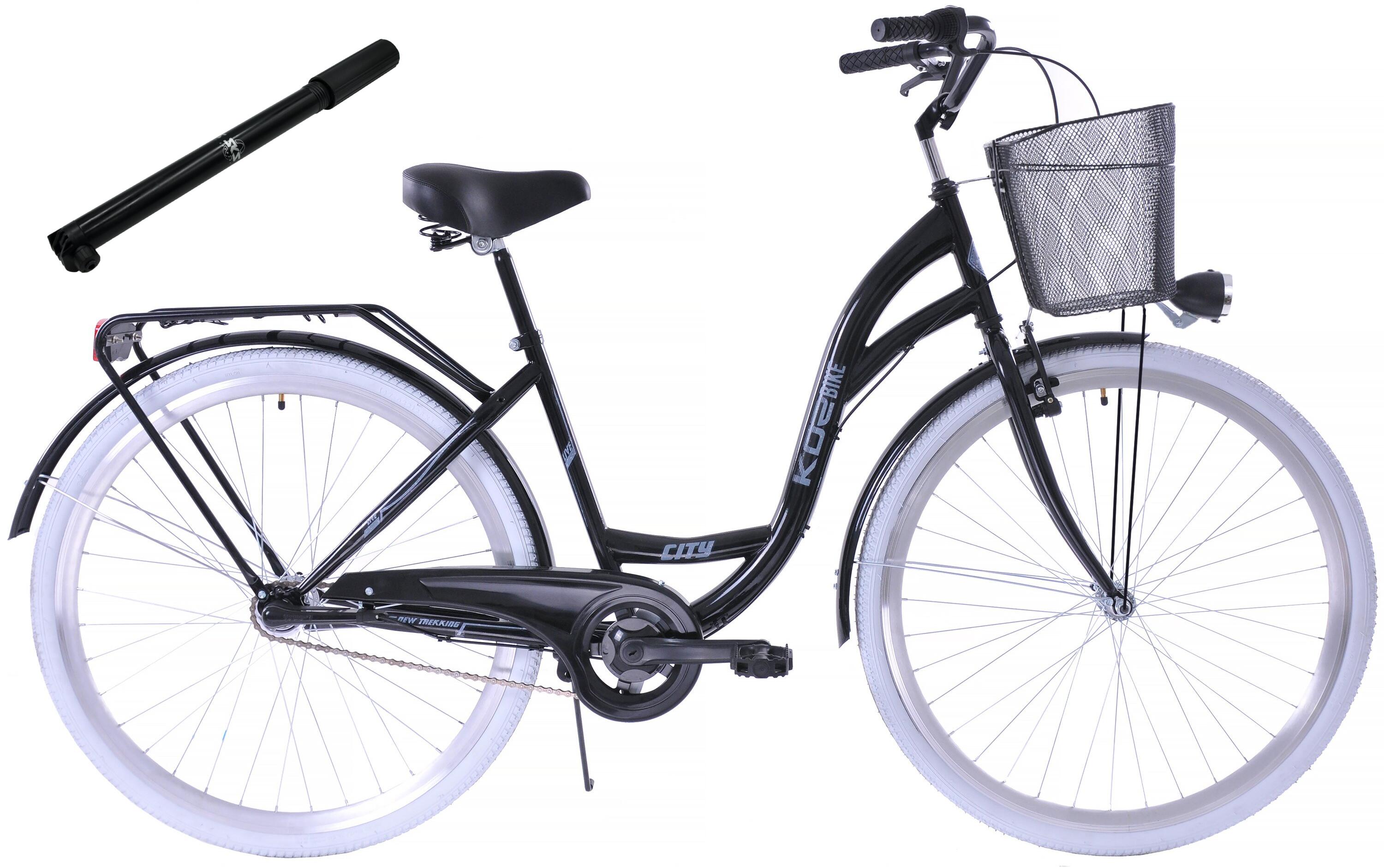 Rower miejski Kozbike 28 (K14) 3bieg czarny z pompką i koszem