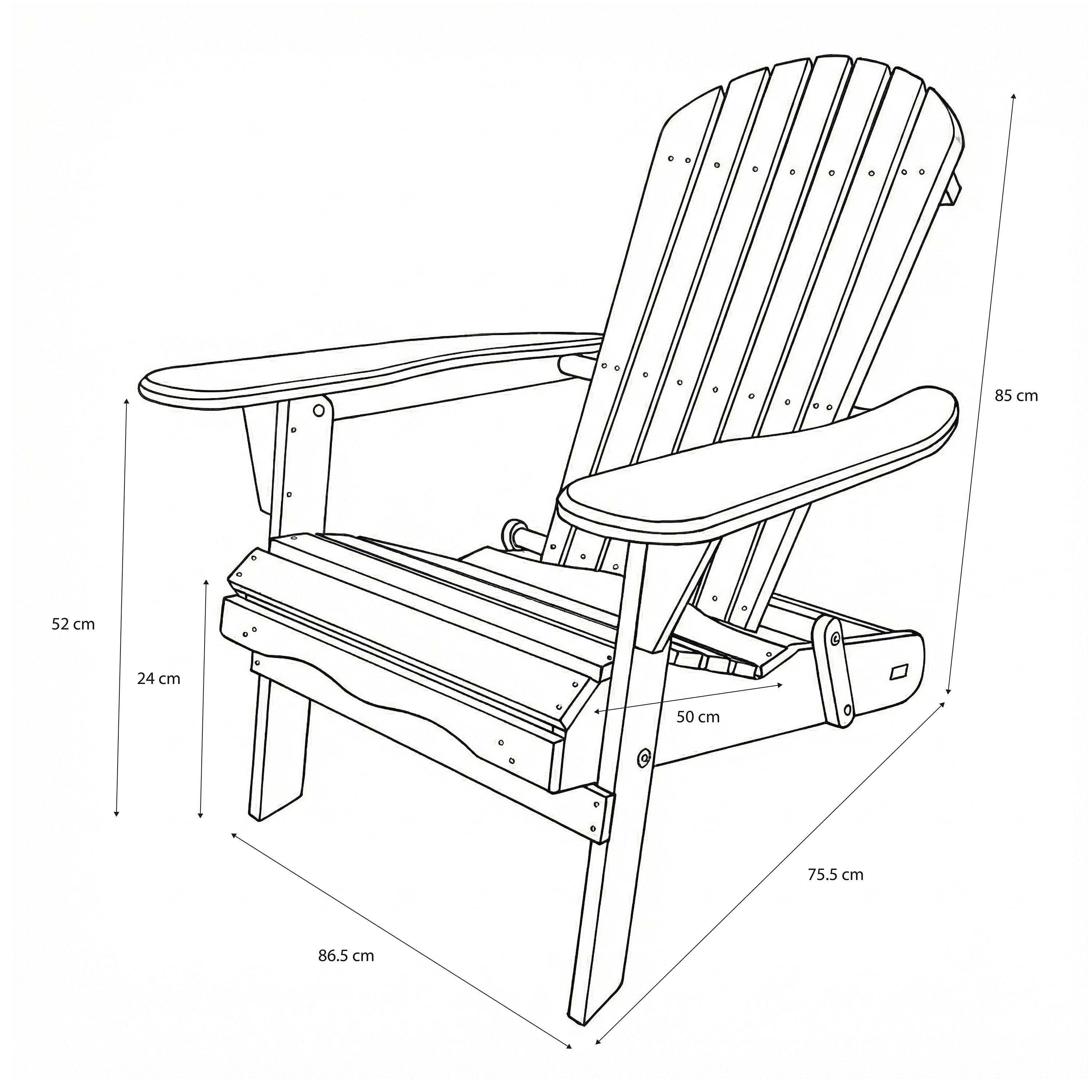 Sedia da campeggio Adirondack, Rosalie, legno, marrone 3/7