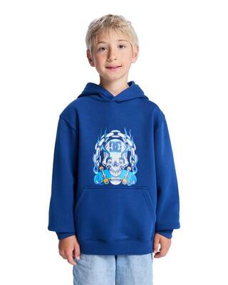 Hoodie burning skull blau jongens 8-16