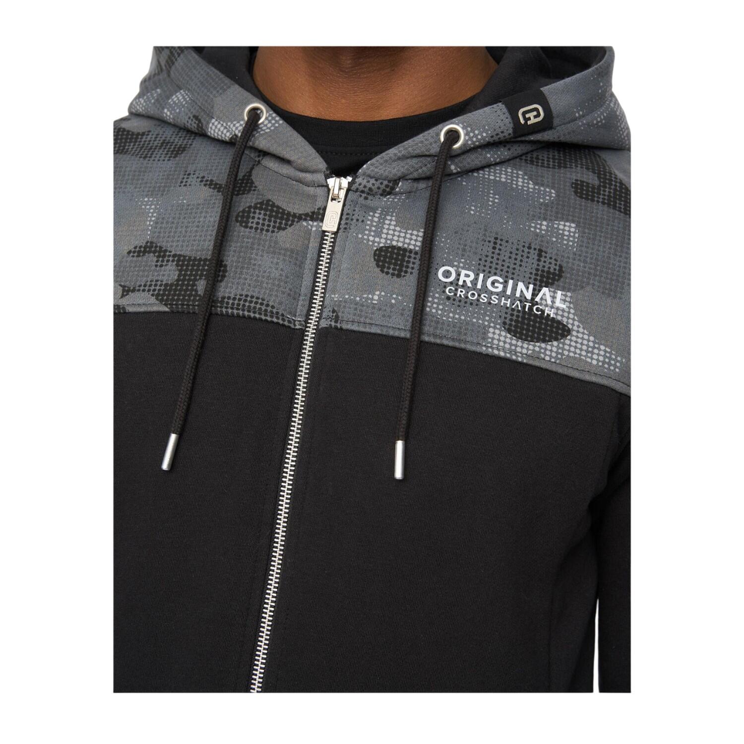 Felpa Con Cappuccio E Zip Intera Uomo Crosshatch Branton Nero 4/4