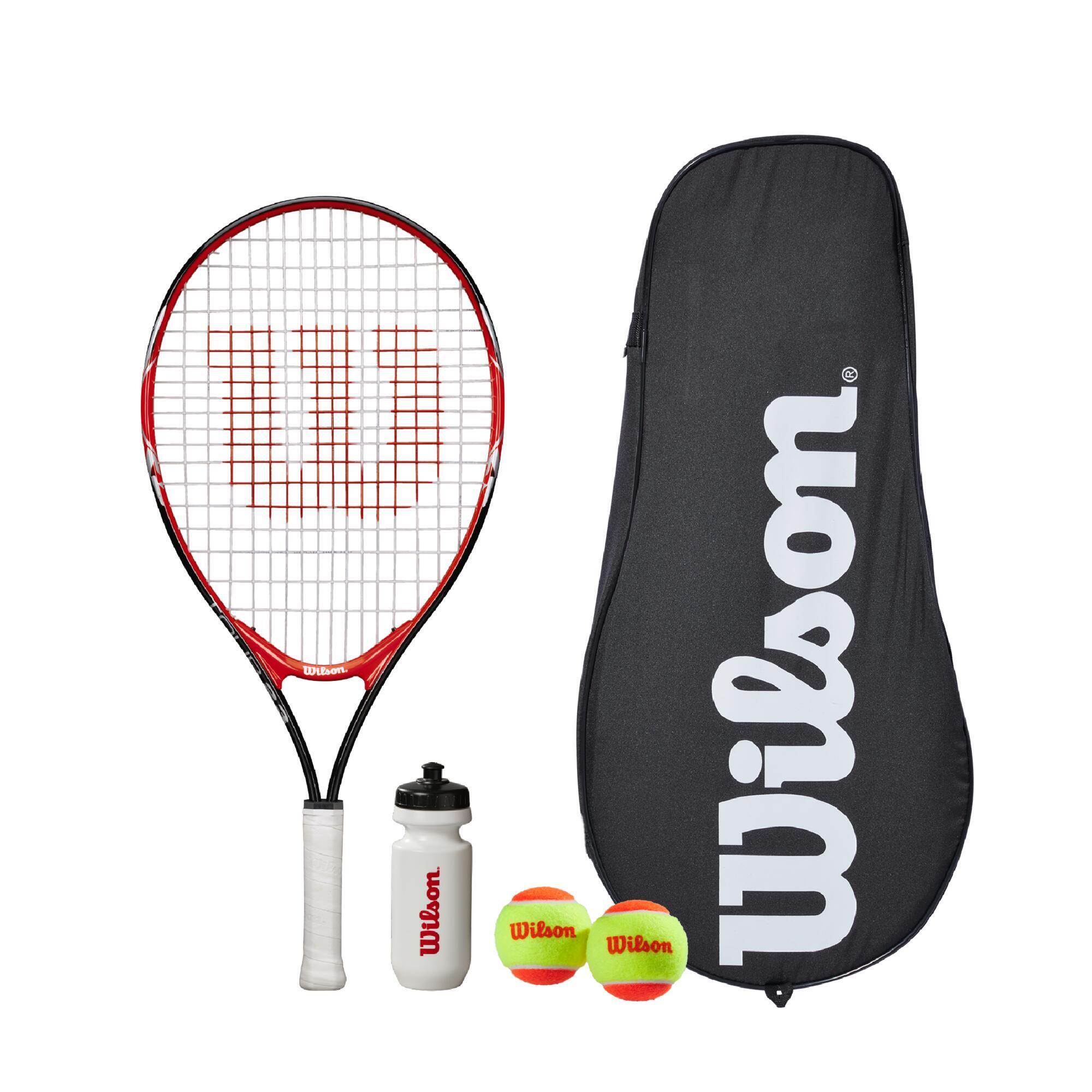 Senston 23 inch Tennis Racket for Kids 2-Pack Boys Girls Tennis Racquets Kids Complete Tennis Set with Balls Pink+Blue 
