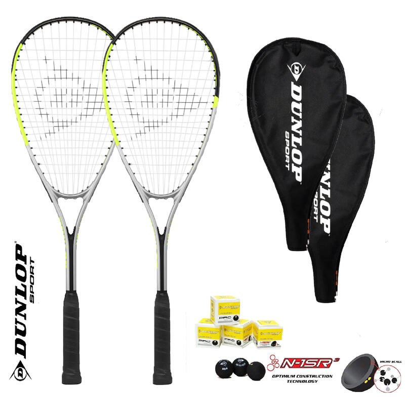 Dunlop Hyper Lite Squash Racket Twin Set inc Protective Covers & 3 Squash Balls
