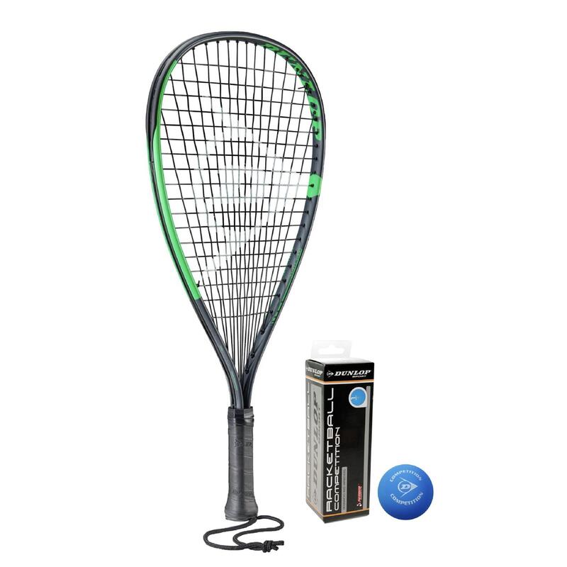 Dunlop Sonic Ti Racketball Racket, inc Protective Cover & 3 Dunlop Racketball Ba