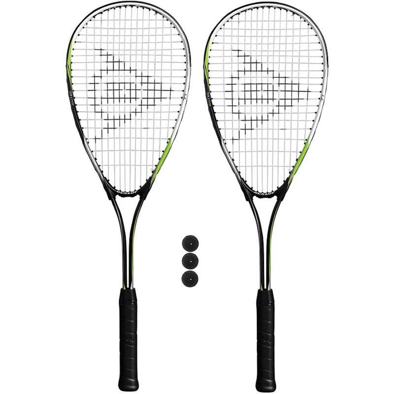 Dunlop Biotec Titanium Squash Racket Twin Set, inc Protective Covers & 3 Squash