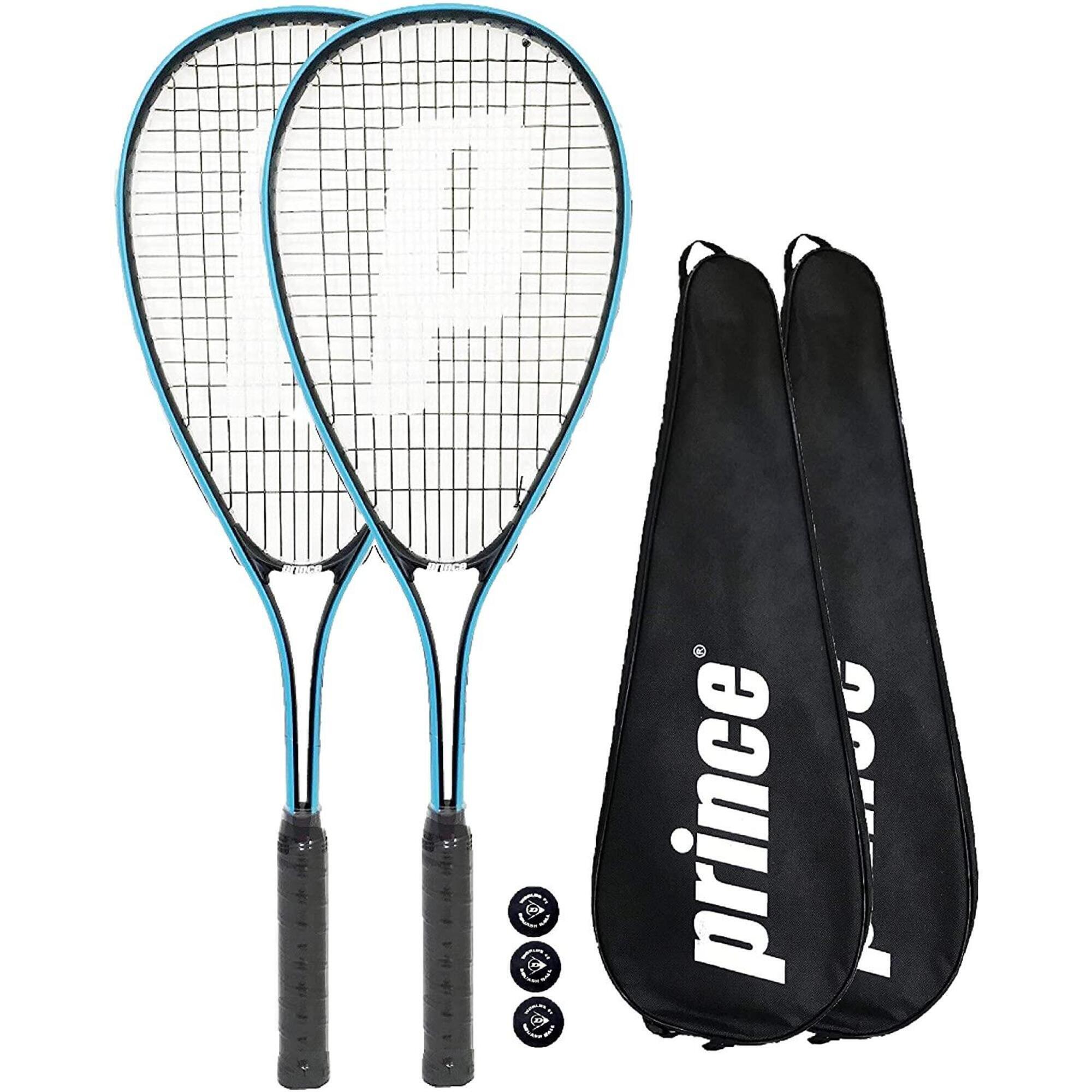 Prince Power Shark Ti Squash Racket Twin Set, inc Covers & 3 Squash Balls 1/1