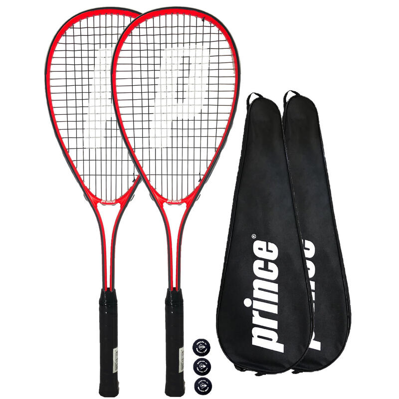 Prince Power Warrior Ti Squash Racket Twin Set, inc Covers & 3 Squash Balls