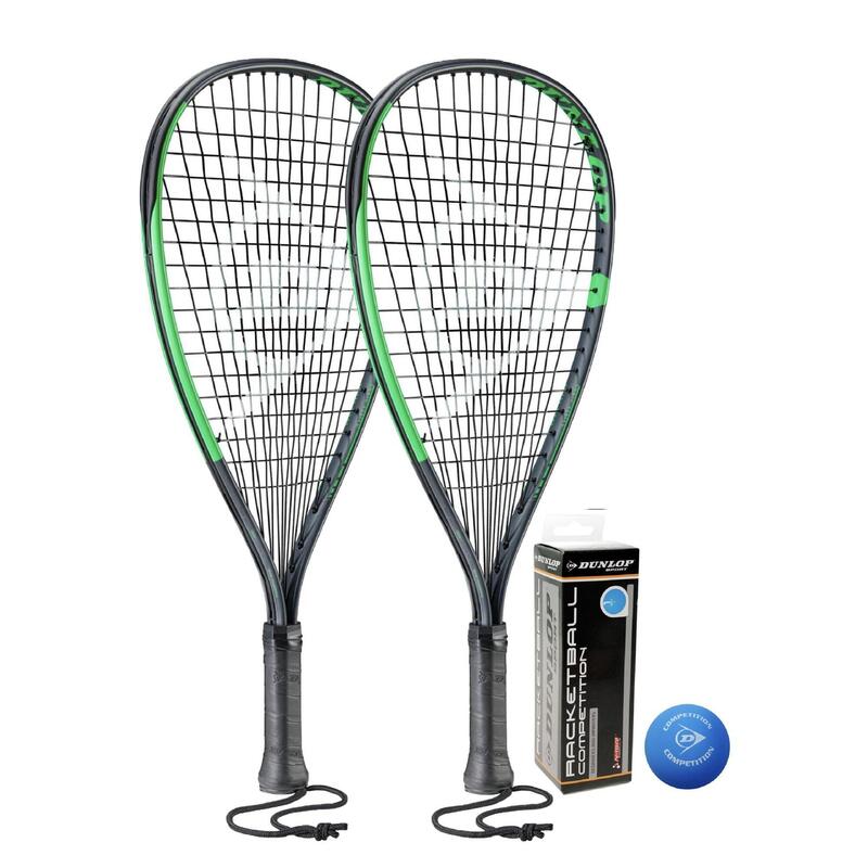 Dunlop Sonic Ti Racketball Racket Twin Set, inc Protective Covers & 3 Dunlop Rac