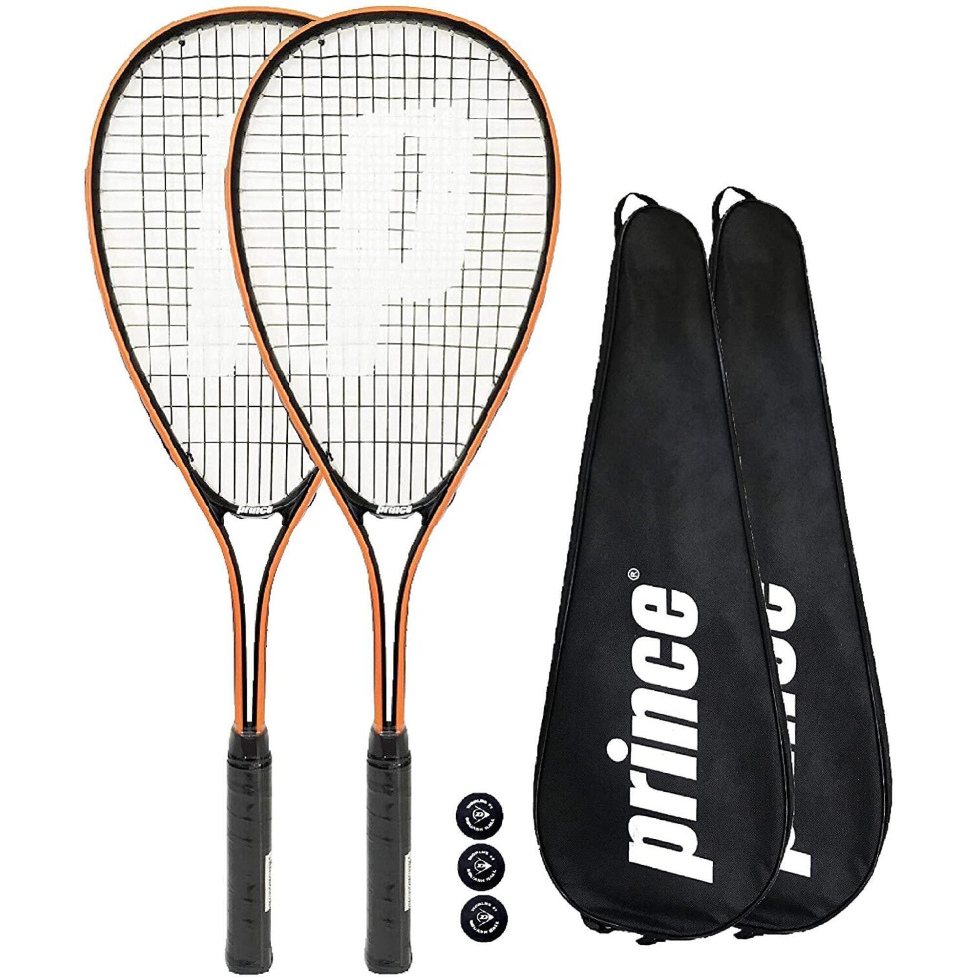 Prince Power Vortex Ti Squash Racket Twin Set, inc Covers & 3 Squash Balls 1/1