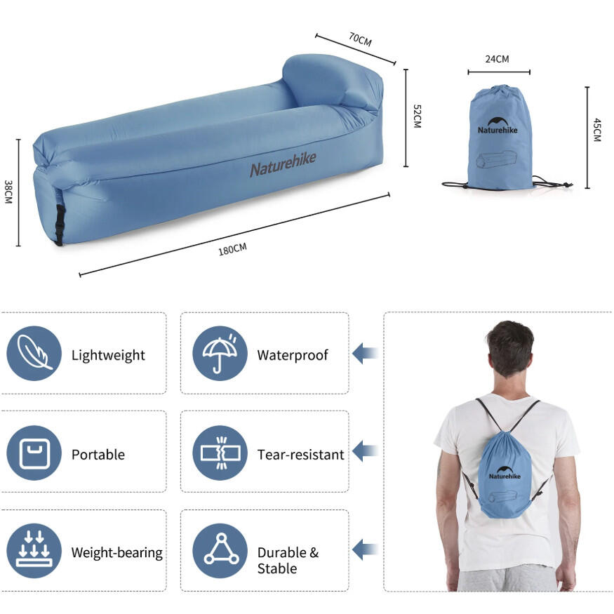 Naturehike Inflatable air sofa with pillow blue 7/7