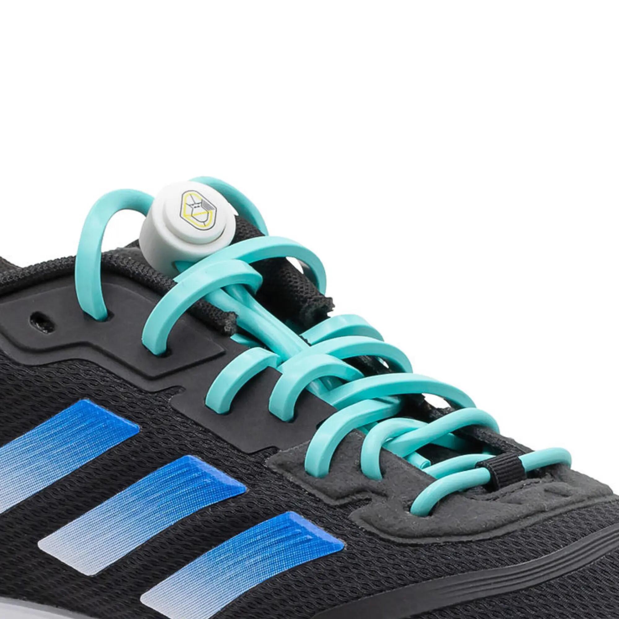 Lacets Élastiques Course Running Confort Optimal en Silicone - bleu lagon 2/5