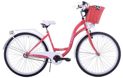 Rower miejski damski 28 Kozbike (K28) 3biegi kolor koral z koszem