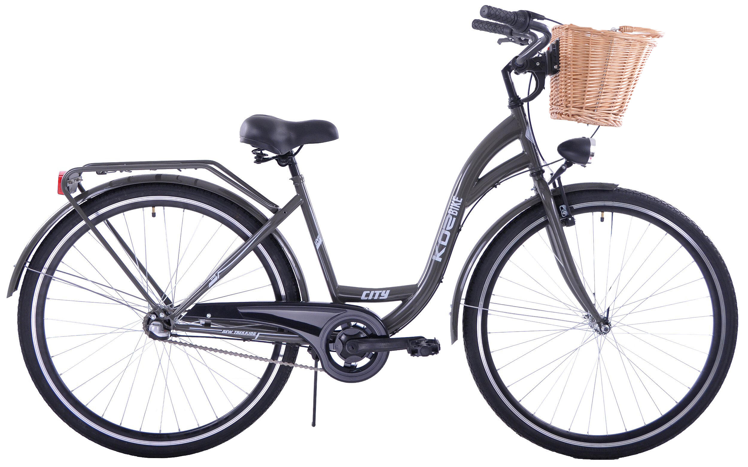 Rower miejski 28 Kozbike (K3) 3 biegi grafitowy z koszem