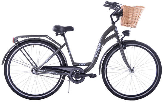 Rower miejski 28 Kozbike (K3) 3 biegi grafitowy z koszem