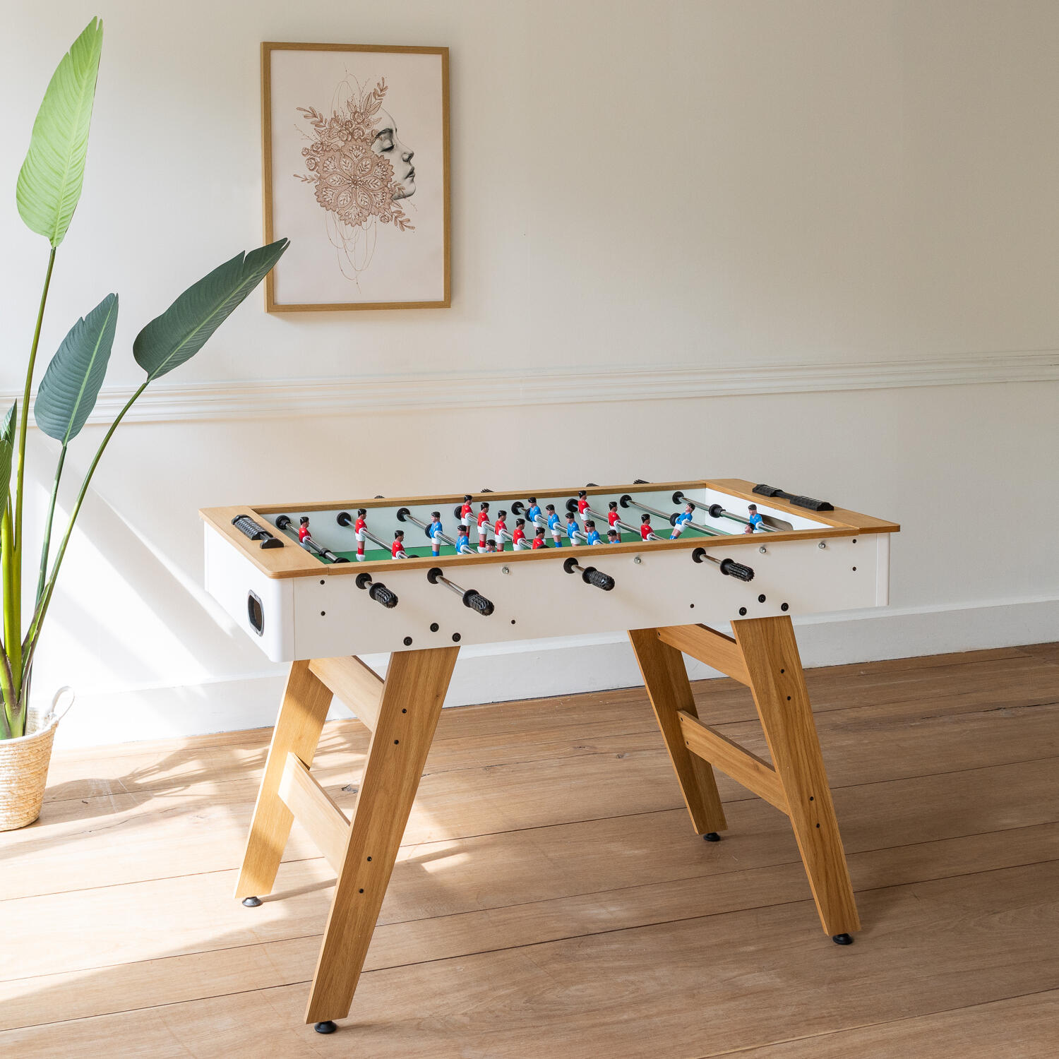Baby-foot 120cm blanc et bois 2/7