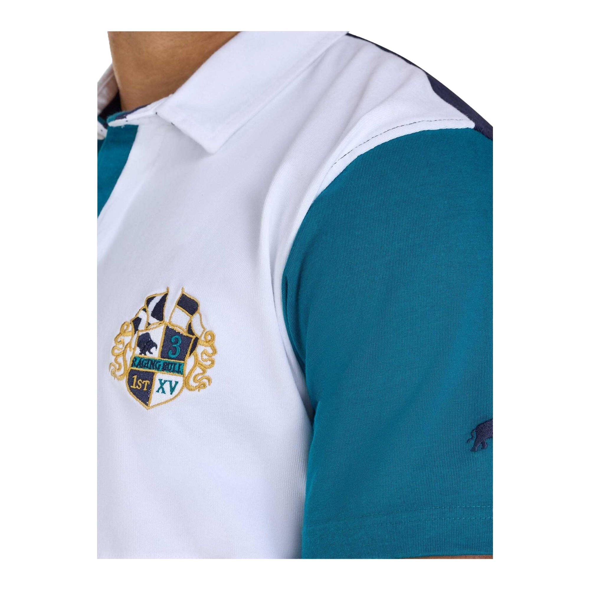 Maglietta Polo Rugby Arlecchino Pannello Taglia E Cuci Uomo Raging Bull Foglia 3/4
