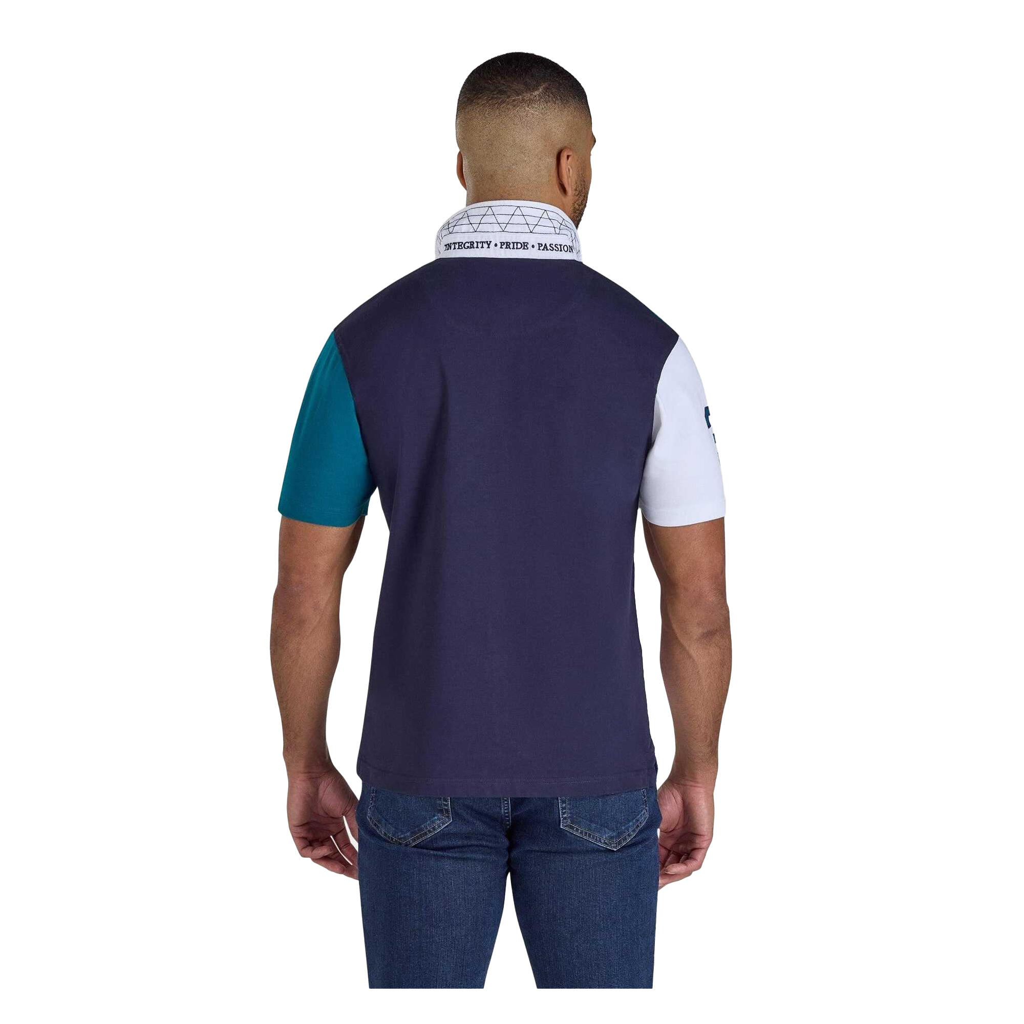 Maglietta Polo Rugby Arlecchino Pannello Taglia E Cuci Uomo Raging Bull Foglia 2/4