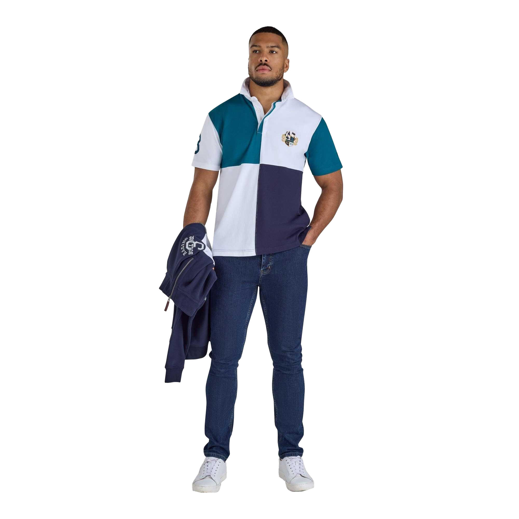Maglietta Polo Rugby Arlecchino Pannello Taglia E Cuci Uomo Raging Bull Foglia 4/4