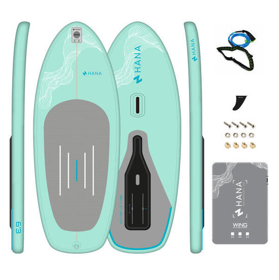 PACK - WINGFOIL BOARD 6'3 x 29" x 5" - 150l met Leash L/XL