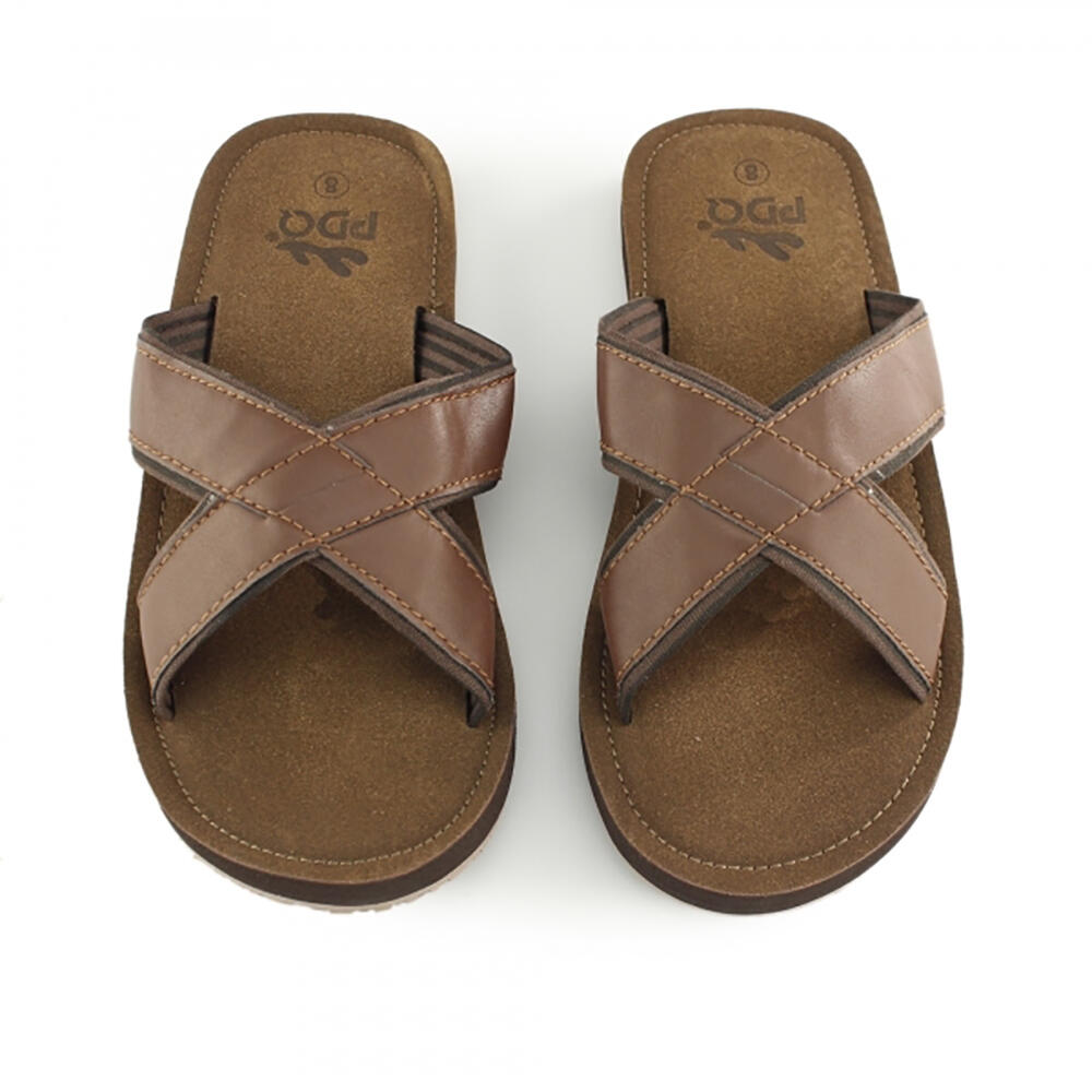 Mens Lightweight Crossover Mule Sandals (Brown) 3/3