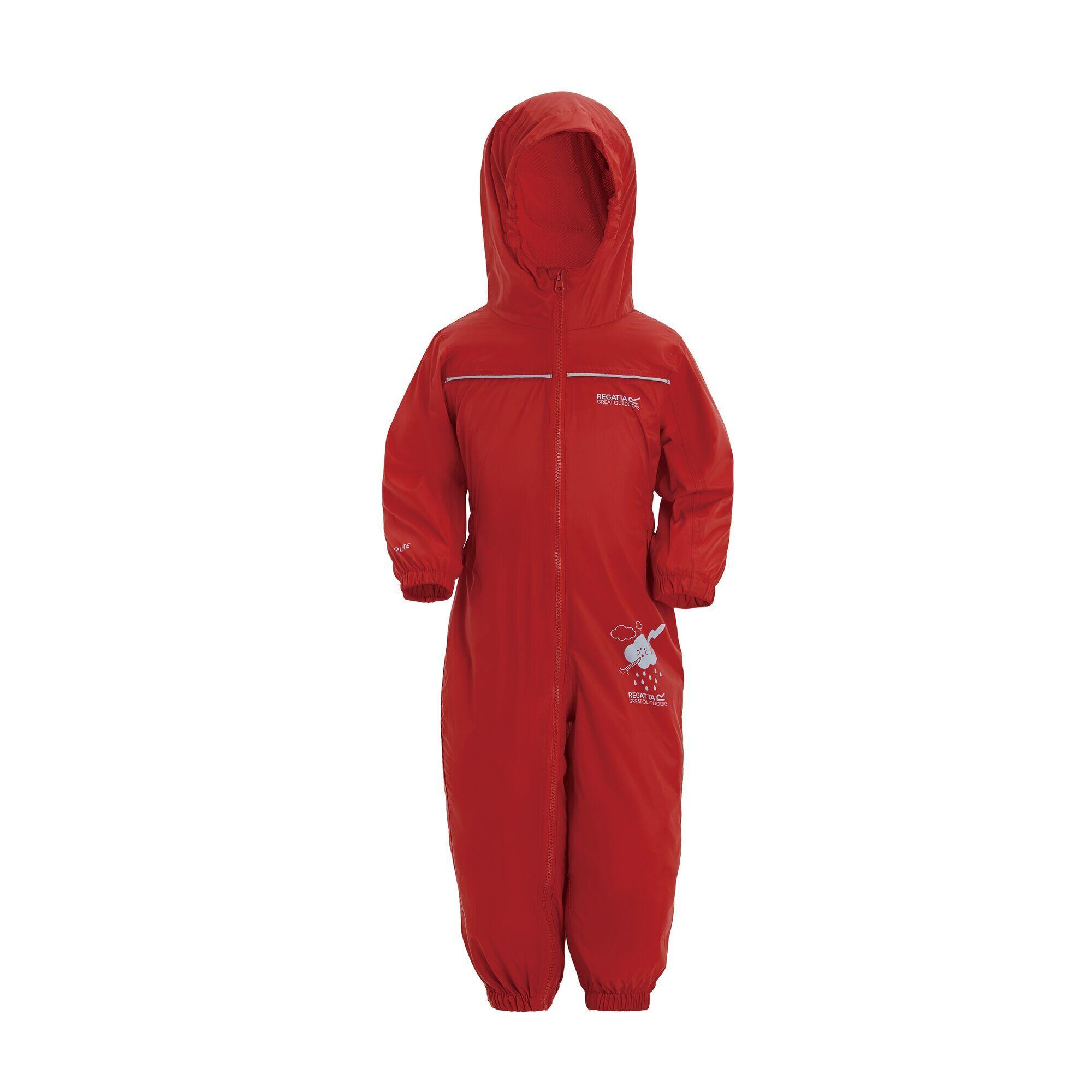 REGATTA Great Outdoors Childrens Toddlers Puddle IV Waterproof Rainsuit (Pepper)