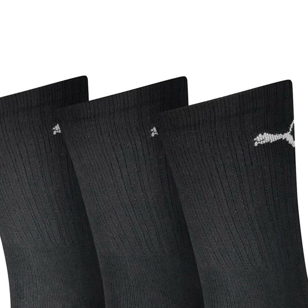 Unisex Adult Crew Sports Socks (Pack of 3) (Black) 3/3
