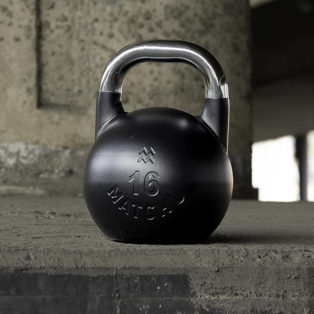 Kettlebell de compétition 16 kg en acier - Noir - 28 cm - Ø 21 cm - Acier 2/7