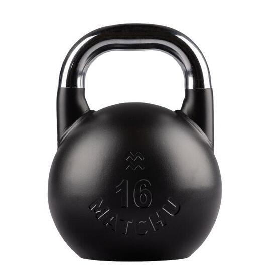 Kettlebell de compétition 16 kg en acier - Noir - 28 cm - Ø 21 cm - Acier