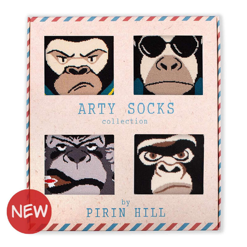 Set 4 perechi de sosete bumbac Arty Socks Maimuțe in cutie cadou