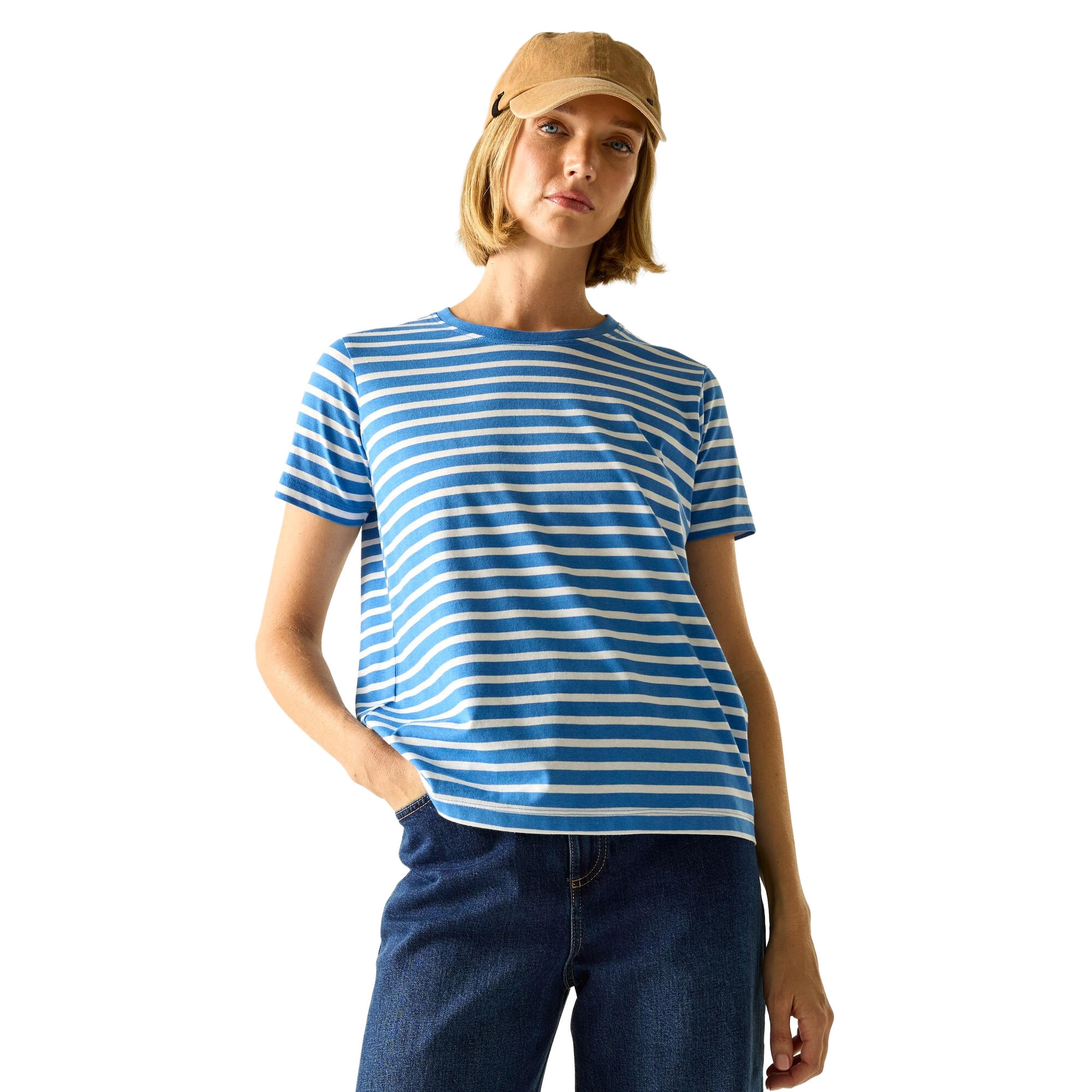 Tshirt Motif/style Rayé BAYLETTA Femme (Bleu Vif / Blanc) 4/5