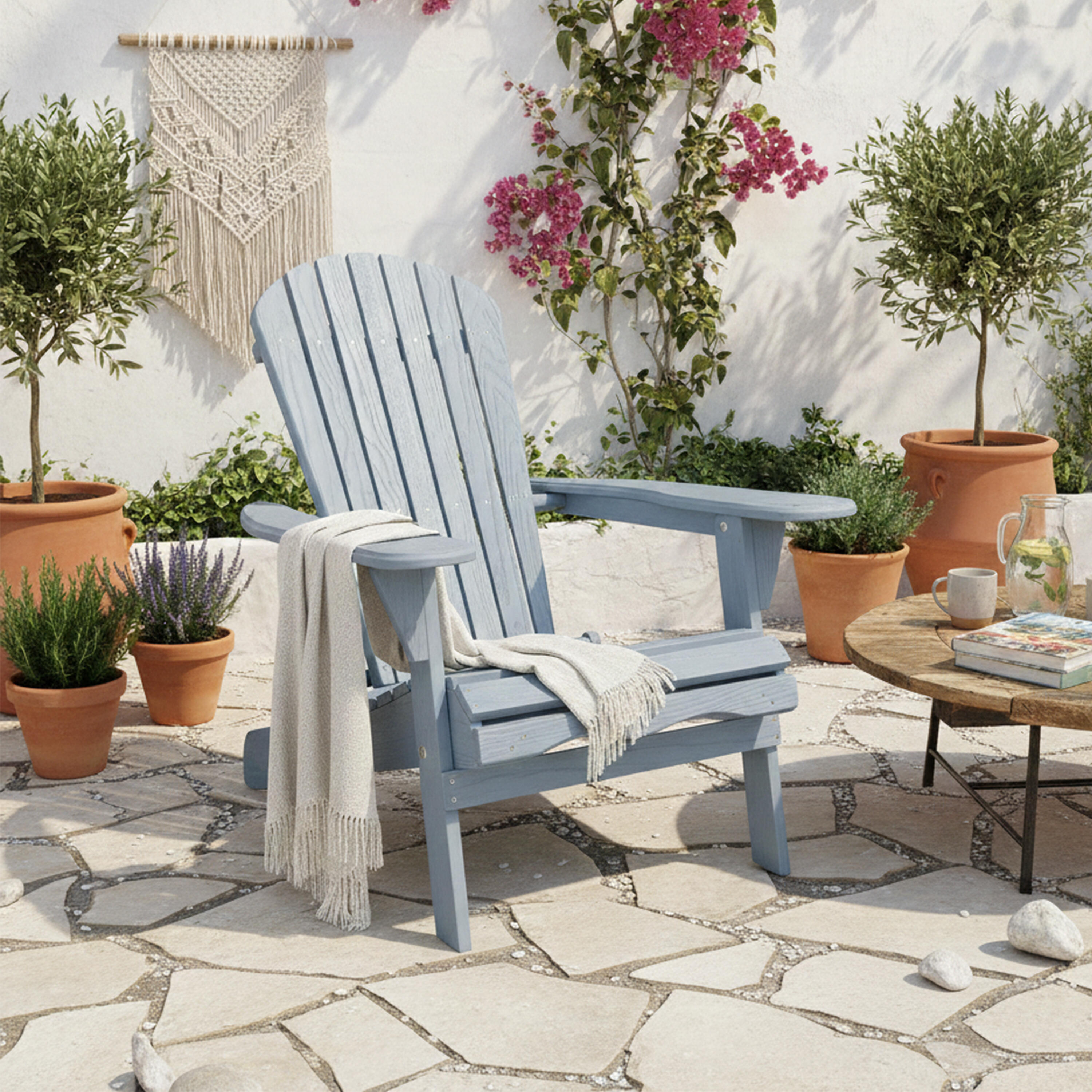 Sedia da campeggio Adirondack, Rosalie, legno, grigia 4/7