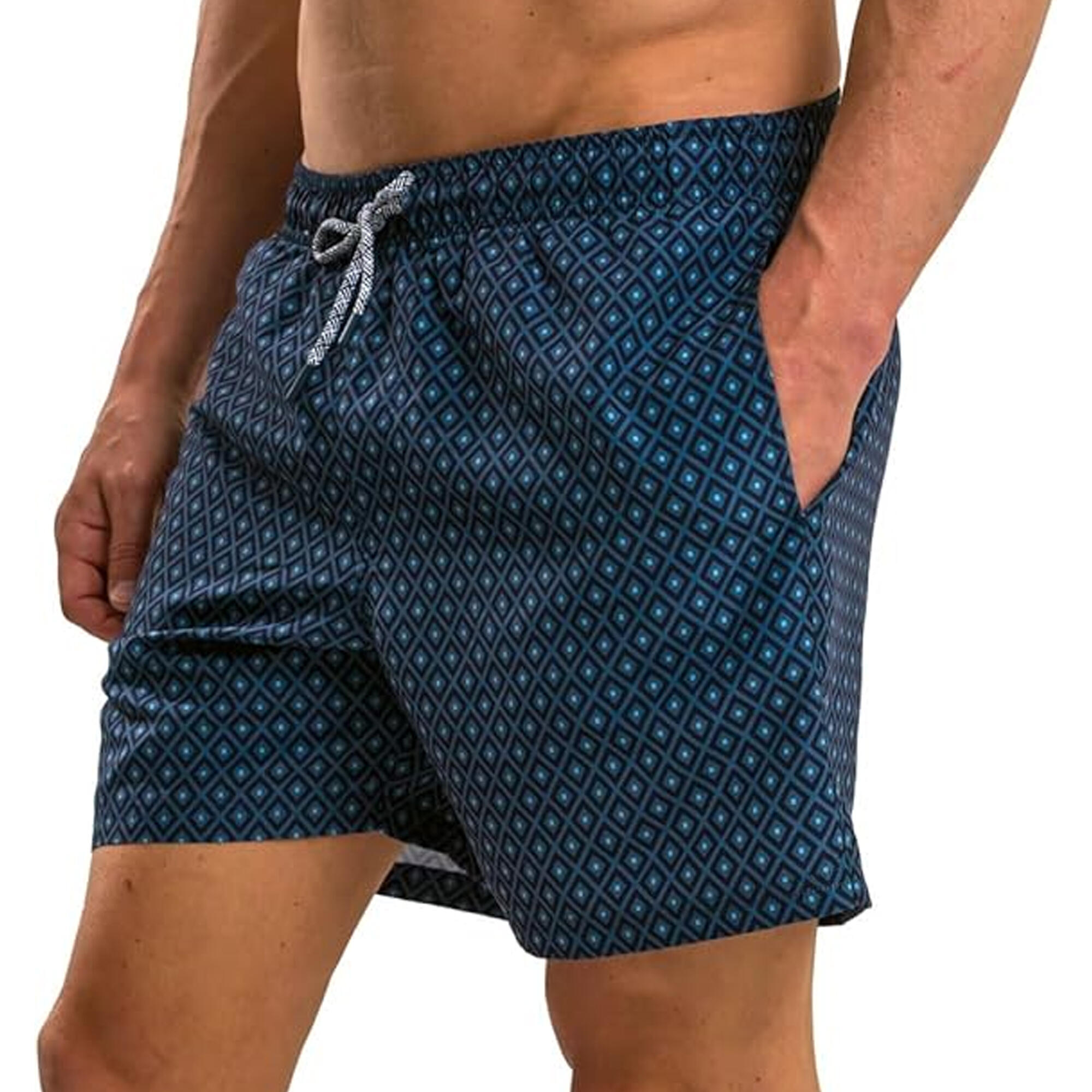 Mens Diamond Swim Shorts (Airforce Blue) 3/4