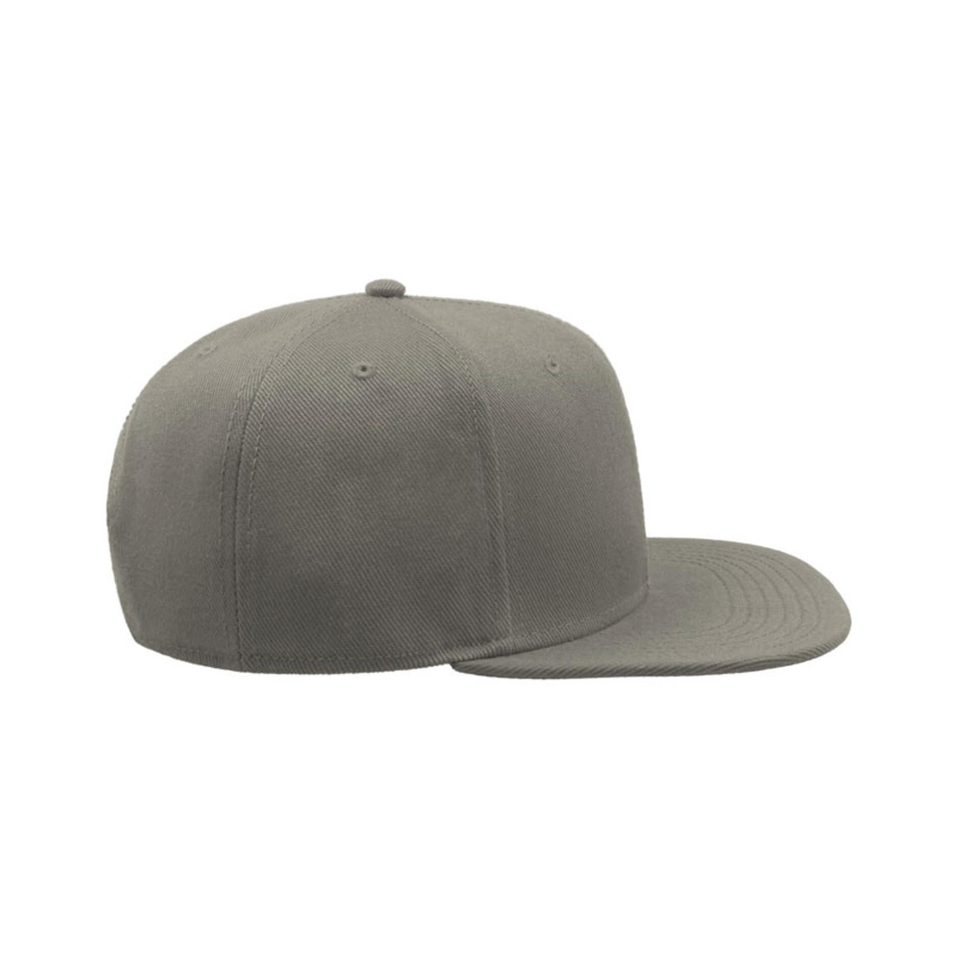 Snap Back Flat Visor 6 Panel Cap (Pack of 2) (Grey) 3/4