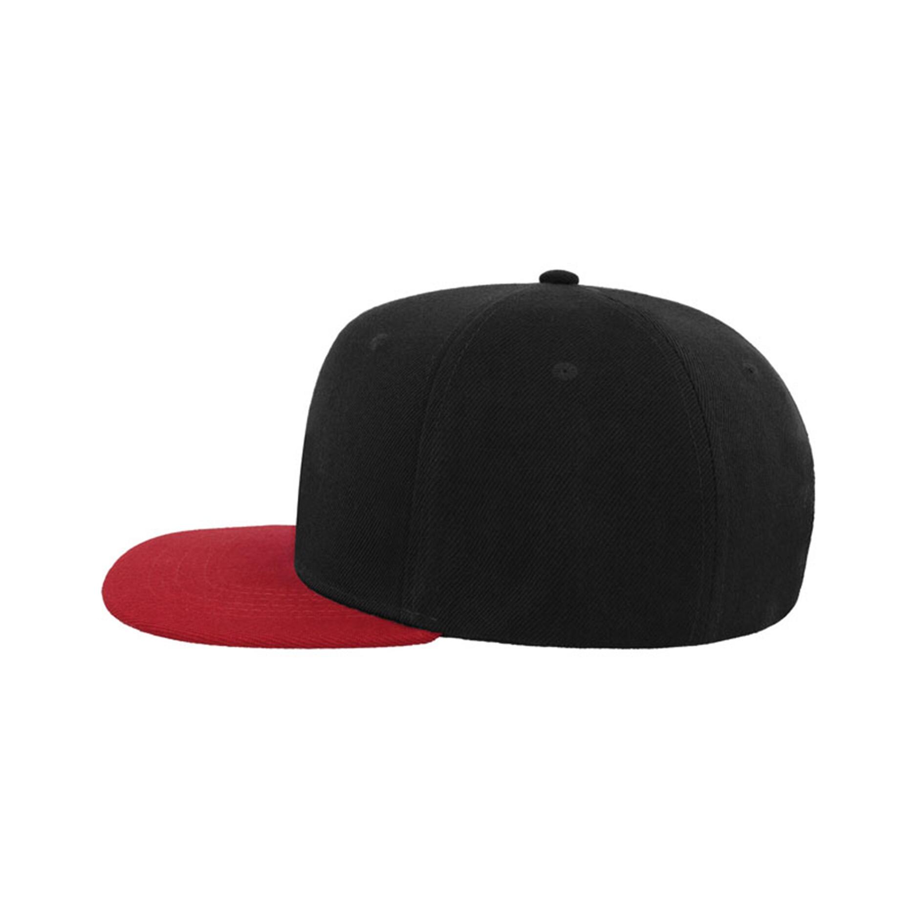 Snap Back Flat Visor 6 Panel Cap (Pack of 2) (Black/Red) 4/4