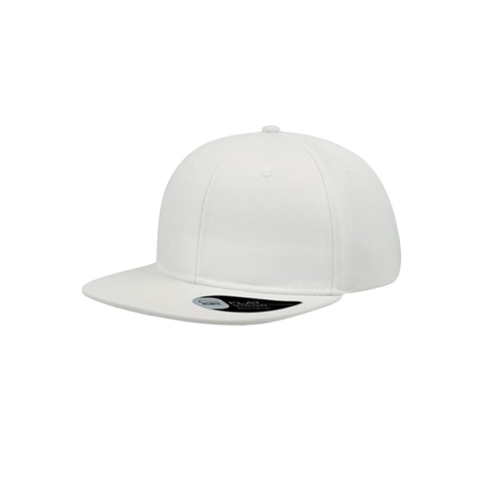 Snap Back Flat Visor 6 Panel Cap (Pack of 2) (White) 1/4