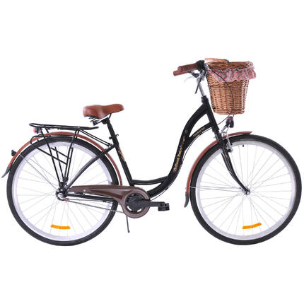 Rower Holland Retro 28 3s czarno-brązowy z koszem i wkładką